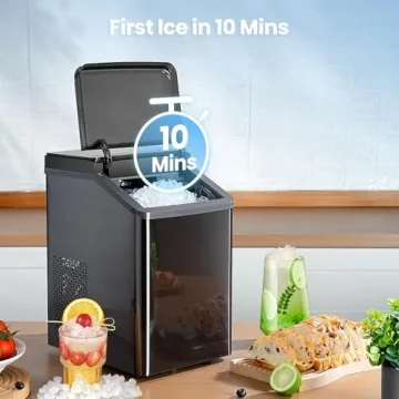 Gevi KNOVA Nugget Ice Maker Countertop, 40lbs/24H Self-Cleaning Portable Pellet Ice Machine, Stainle...