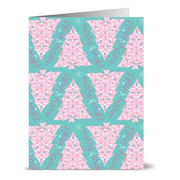 Christmas Cards 72 Pack Assortment – Pink & Aqua Christmas – 6 Unique Designs ­– AQUA BLUE ENVELOPES INCLUDED – Holiday Cards – Glossy Cover Blank Inside – By Note Card Café