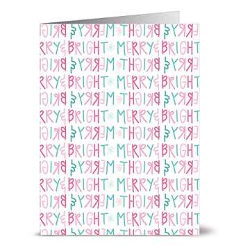 Christmas Cards 72 Pack Assortment – Pink & Aqua Christmas – 6 Unique Designs ­– AQUA BLUE ENVELOPES INCLUDED – Holiday Cards – Glossy Cover Blank Inside – By Note Card Café
