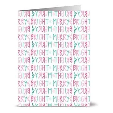 Christmas Cards 72 Pack Assortment – Pink & Aqua Christmas – 6 Unique Designs ­– AQUA BLUE ENVELOPES INCLUDED – Holiday Cards – Glossy Cover Blank Inside – By Note Card Café