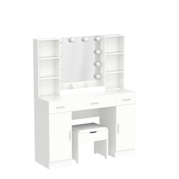 Elegant Lighted Makeup Vanity Table with Storage