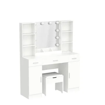 Elegant Lighted Makeup Vanity Table with Storage