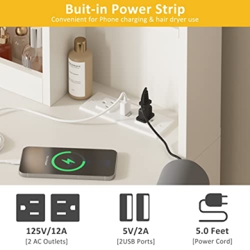 Elegant Lighted Makeup Vanity Table with Storage