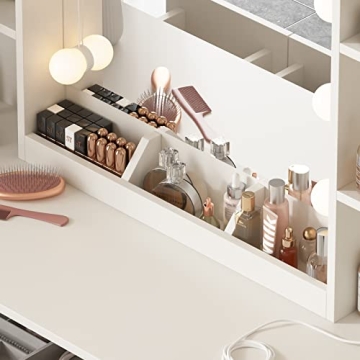 Elegant Lighted Makeup Vanity Table with Storage