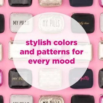 Miamica Zippered Pill Case with 7-Day Removable Plastic Medicine Organizer, Yellow, 3.5” L x 2.75” W x 1.25” H – Keep Your Vitamins and Pills Organized – Compact and Sleek Pill Box