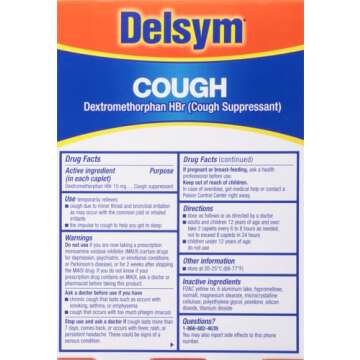 Delsym Cough Suppressant Fast Release Caplets, 20 Count