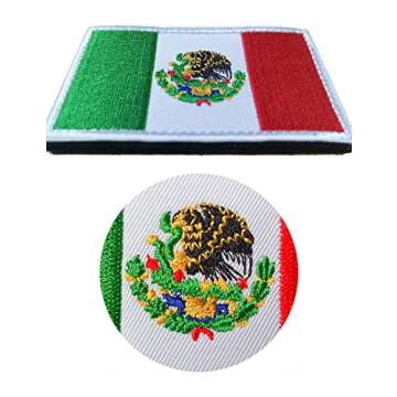 2 PCS AliPlus Mexico Flag Patch Embroidered Tactical Military Morale Patch Hook and Loop