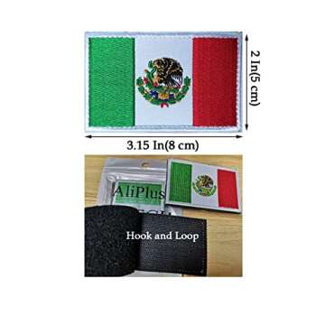 2 PCS AliPlus Mexico Flag Patch Embroidered Tactical Military Morale Patch Hook and Loop
