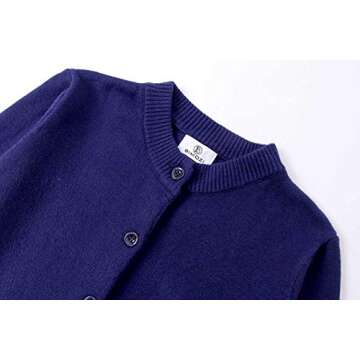 B BIMOZI Women Thick Button Down Cardigan Sweaters Crew Neck Medium Weight Long Sleeve Navy Blue XXL