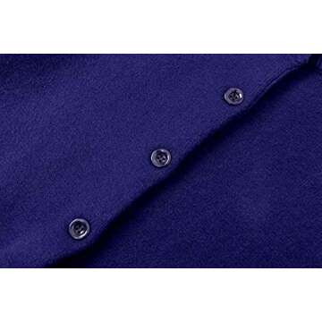 B BIMOZI Women Thick Button Down Cardigan Sweaters Crew Neck Medium Weight Long Sleeve Navy Blue XXL