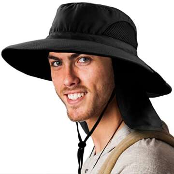 SUN CUBE Fishing Hat Sun Hat for Men, Women, Hiking Sun Hat with Neck Flap, Wide Brim, Chin Strap, S...