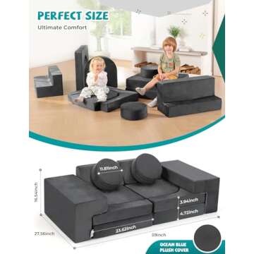 Kidirect Modular Kids Play Couch, K12 320+DIY Convertible Foam Play Couch for Boys & Girls, Versatil...
