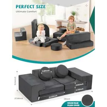 Kidirect Modular Kids Play Couch, K12 320+DIY Convertible Foam Play Couch for Boys & Girls, Versatil...