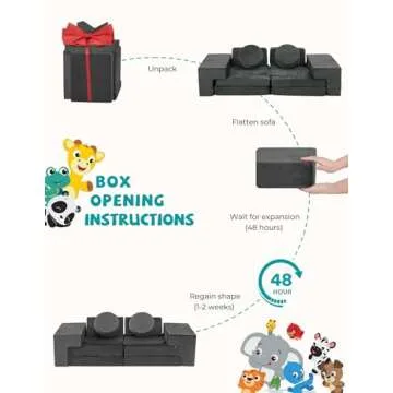 Kidirect Modular Kids Play Couch, K12 320+DIY Convertible Foam Play Couch for Boys & Girls, Versatile Kids Play Couch Building Fort, Child Sectional Kids Sofa Couch for Playroom Bedroom (Space Grey)