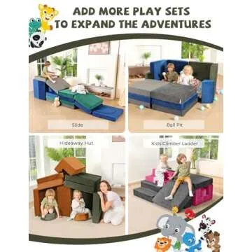 Kidirect Modular Kids Play Couch, K12 320+DIY Convertible Foam Play Couch for Boys & Girls, Versatile Kids Play Couch Building Fort, Child Sectional Kids Sofa Couch for Playroom Bedroom (Space Grey)