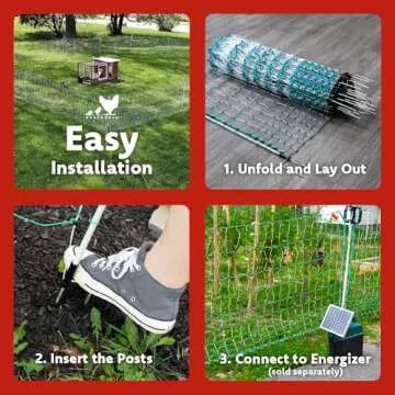RentACoop Electric Anti-Predator Poultry Fence - Suitable for Chickens, Ducks, Turkeys, and Other Poultry - Energizer Not Included - 168' L x 42" H