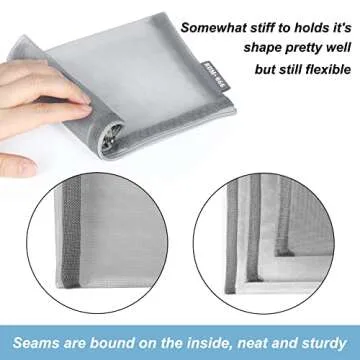 HRX Package Small Mesh Cosmetic Bags with Zipper - 6pcs Grey Makeup Pouches for Travel and Organizat...