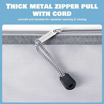 HRX Package Small Mesh Cosmetic Bags with Zipper, 6pcs Grey Makeup Pouches Travel Organizer Case for Purse Diaper Bag