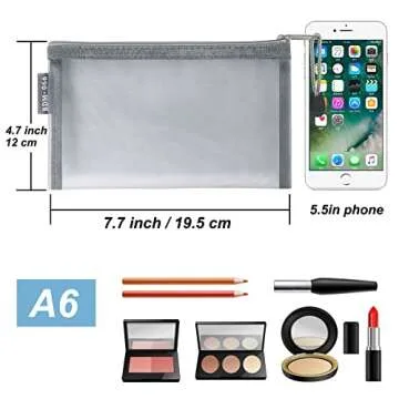 Durable Mesh Cosmetic Bags - 6pc Travel Organizer Pouches