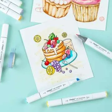Ohuhu Markers for Starters, 80-color Chisel & Fine Dual Tips Alcohol Markers Coloring Illustration Sketching Alcohol Art Marker Set for Adult Beginner, Great Value Pack for Students' Art Class -Manoa