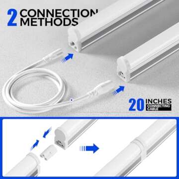 Barrina (Pack of 6 LED T5 Shop Light 3FT, 6500K (Super Bright White), Utility Shop Light, Ceiling and Under Cabinet Light, ETL Listed, Corded Electric with Built-in ON/Off Switch