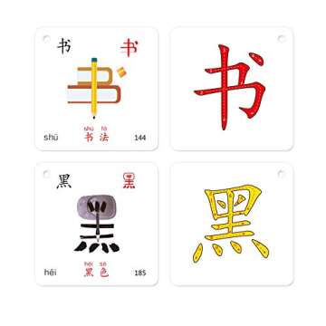 LELEYU Hieroglyphic Pictograph Symbols Chinese Alphabet Learning Color Flash Memory Cards Mandarin Simplified Character Edition,Pinyin and Stroke Illustrations,Stage 1