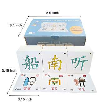 LELEYU Hieroglyphic Pictograph Symbols Chinese Alphabet Learning Color Flash Memory Cards Mandarin Simplified Character Edition,Pinyin and Stroke Illustrations,Stage 1