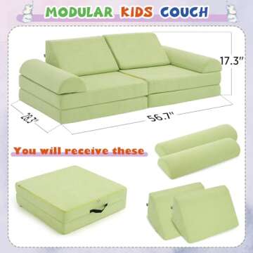 jela Kids Couch Large, Floor Sofa Modular Funiture for Kids, Luxury Corduroy Fabric Playhouse Play S...