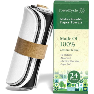 TOWELCYCLE Reusable Paper Towels (24 Pack) - Eco-Friendly Cleaning Cloths - Sustainable Kitchen Alte...