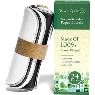 TOWELCYCLE Reusable Paper Towels (24 Pack) - Eco-Friendly Cleaning Cloths - Sustainable Kitchen Alte...