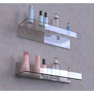 6 Pack Acrylic Floating Shelves for Wall Mounted Storage,15" Clear Bookshelves for Kids,Wall Ledge D...