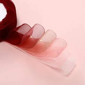 Elegant 6 Roll Organza Ribbon for Wedding & Gifts