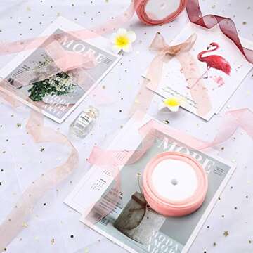 Elegant 6 Roll Organza Ribbon for Wedding & Gifts