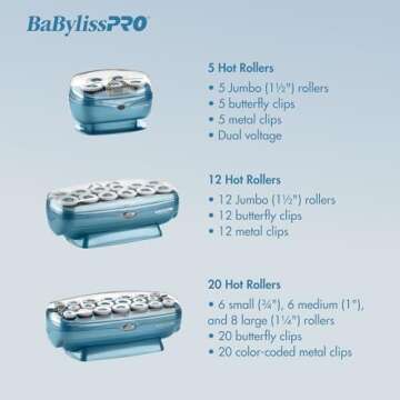 BabylissPRO Nano Titanium Professional 12 Count Jumbo Hot Rollers and 10 Clips Bundles