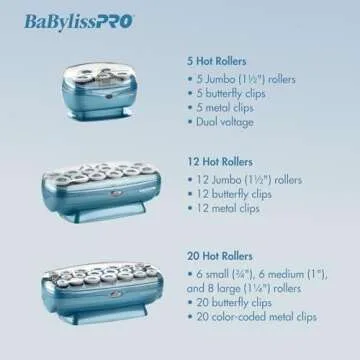 BabylissPRO Nano Titanium Professional 12 Count Jumbo Hot Rollers and 10 Clips Bundles