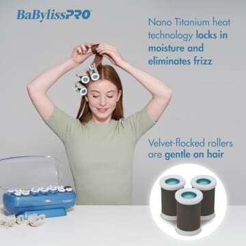 BabylissPRO Nano Titanium Professional 12 Count Jumbo Hot Rollers and 10 Clips Bundles