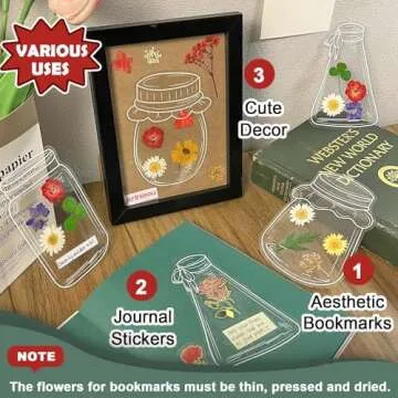 Dried Flower Bookmark DIY Kit - Krinisou Craft Set 40pcs