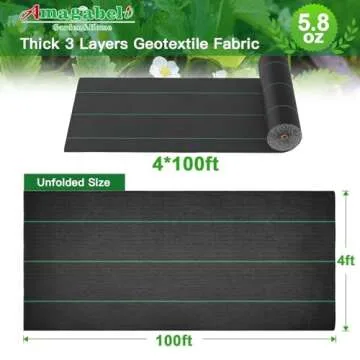 AMAGABELI GARDEN & HOME, 5.8oz 4ft x 100ft Weed Barrier Landscape Fabric Heavy Duty Ground Cover Weed Cloth Geotextile Fabric Durable Driveway Cover Garden Lawn Fabric Outdoor Weed Mat