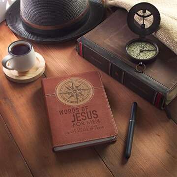 Words of Jesus for Men Daily Devotional Brown Vegan Leather