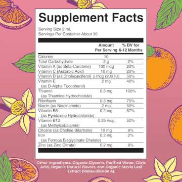 MaryRuth Organics Multivitamin with Iron for Infants | USDA Organic | Liquid Drops for Babies 6-12 M...