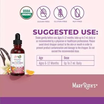 Organic Multivitamin Liquid Drops with Iron for Infants