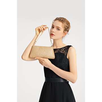 YUWITA Rhinestone Evening Bag Clutch for Women in Gold