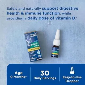 Mommy's Bliss Baby Probiotic Drops + Vitamin D, Supports Digestive Health and Immunity, 400IU Vitamin D for Healthy Bone Development, Newborns +, Flavorless, 0.34 Fl Oz (30 Servings)