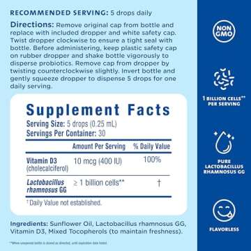 Mommy's Bliss Baby Probiotic Drops + Vitamin D, Supports Digestive Health and Immunity, 400IU Vitamin D for Healthy Bone Development, Newborns +, Flavorless, 0.34 Fl Oz (30 Servings)