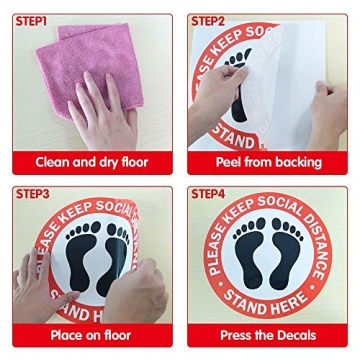 Social Distancing Floor Decals for Safe Spaces 12-Pack