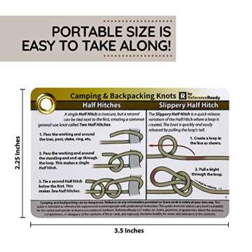 ReferenceReady Outdoor Knots - Waterproof Knot Tying Cards with Mini Carabiner - Includes 22 Rope Knots for Camping, Backpacking, and Scouting Scenarios