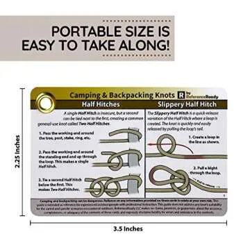 ReferenceReady Outdoor Knots - Waterproof Knot Tying Cards with Mini Carabiner - Includes 22 Rope Knots for Camping, Backpacking, and Scouting Scenarios