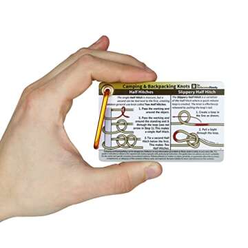 ReferenceReady Outdoor Knots - Waterproof Knot Tying Cards with Mini Carabiner - Includes 22 Rope Knots for Camping, Backpacking, and Scouting Scenarios