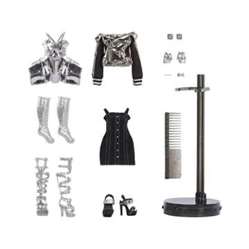 Rainbow High Shadow Series 1 Luna Madison- Grayscale Fashion Doll. 2 Metallic Grey Designer Outfits to Mix & Match, Great Gift for Kids 6-12 Years Old and Collectors