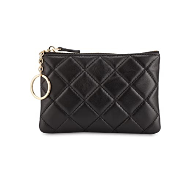 Luxury DORIS&JACKY Lambskin Leather Quilted RFID Wallet with Key Chain